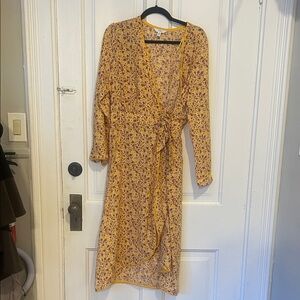 NWT Time and Tru Yellow and Purple Floral Wrap Dress